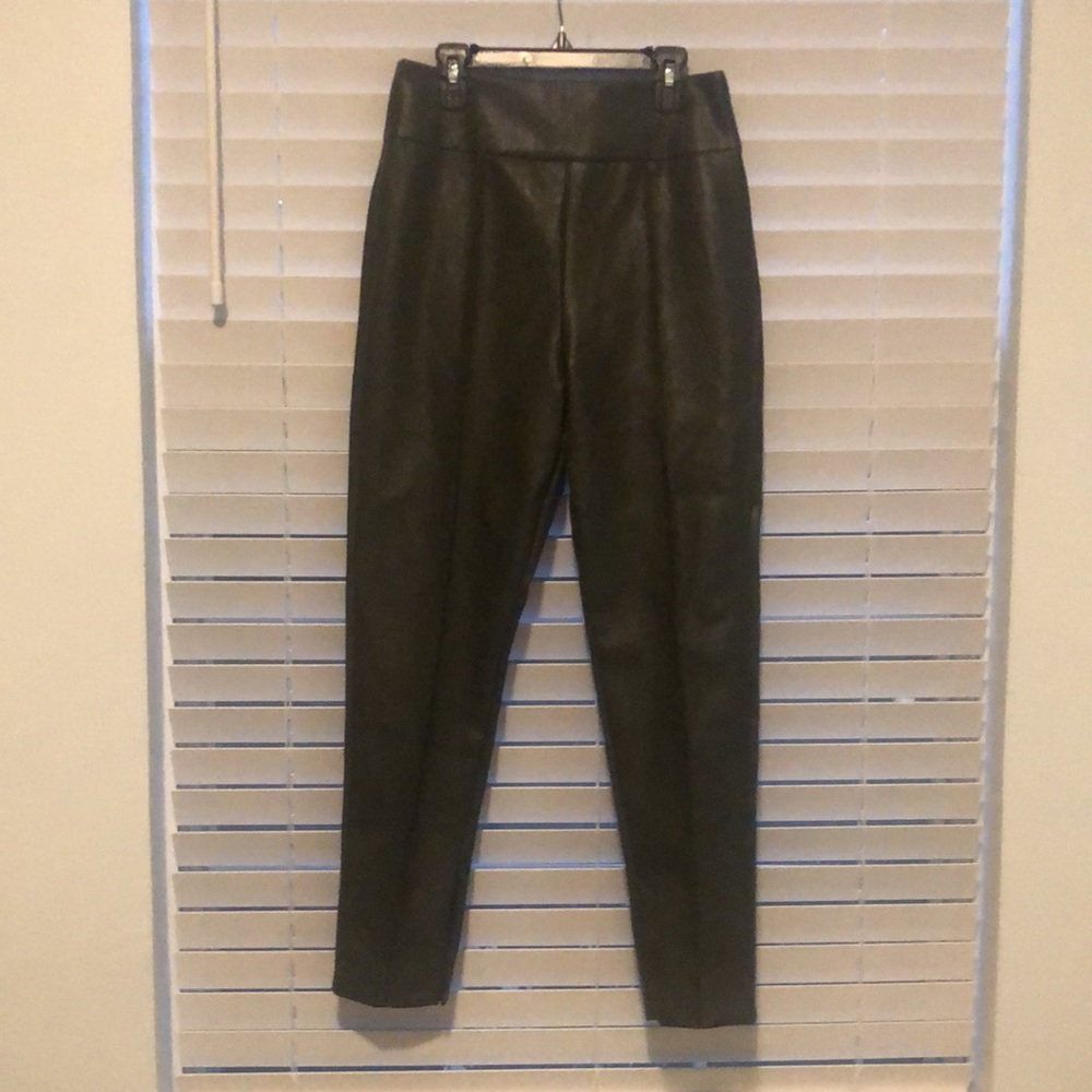Olive green vegan leather ankle pants size small